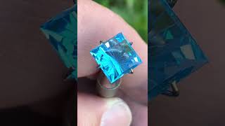 6.15 ct Electric Blue Topaz precision faceted in Missoula, Montana by Mike Soebbing