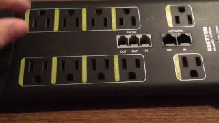 Bestten Ultimate Surge Protector Power Outlet with Builtin USB, Ethernet, Phone Jacks and Coaxial C
