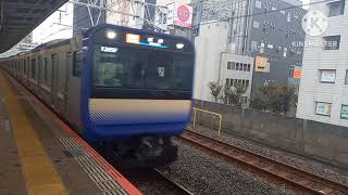 【動画の長さが4分44秒】総武快速線市川駅で発着シーンを撮影