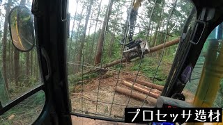 日本の林業　プロセッサ造材