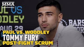 Tommy Fury Reacts to Backstage Confrontation With Jake Paul | Paul vs. Woodley | MMA Fighting