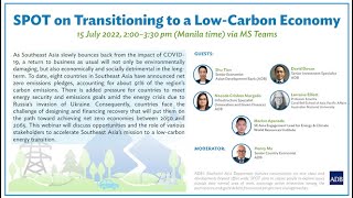 Transitioning to a Low Carbon Economy | ADB Webinar
