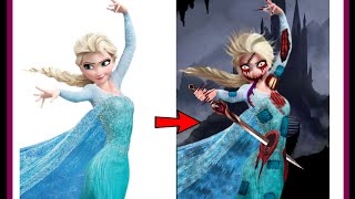 Disney Princess Elsa horror transformation || Elsa Frozen as Zombie| Halloween makeup