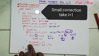 Prime numbers between 1 to n || 30 || c programming in telugu