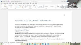 CIS-30C Lab 3: Programming sockets for HTTP and UDP server and client.
