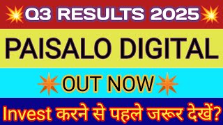 Paisalo Digital Q3 Results 2025 🔴 Paisalo Digital Results 🔴 Paisalo Digital Share Latest News