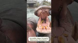 Incredible Hippo Strength ! Watermelon Demolition!