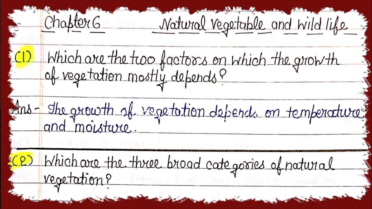 NCERT : Class 7 Geography Chapter 6 Natural Vegetation And Wildlife ...