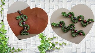 Venom, Bracelet & Post Earrings/Jewelry making with Seed beads/Tutorial Diy