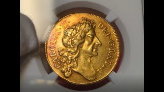 チャールズ2世 ゴールド 2ギニー 金貨 1682  イギリス 英国 古銭 アンティークコイン GREAT BRITAIN Charles II 2Guineas Gold Coin