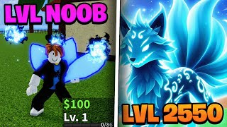 Level 1 - 2550 With KITSUNE FRUIT "Noob To Pro" in Blox Fruits Roblox
