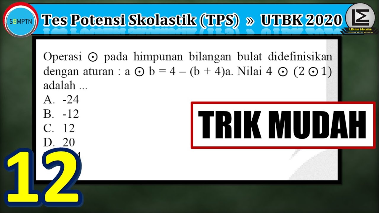 Trik Sukses UTBK 2020 ~ [Soal 12] ~ TPS (Tes Potensi Skolastik) - YouTube