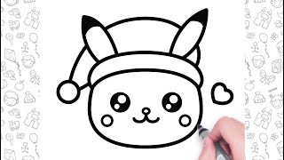 Christmas Pikachu Drawing Step by Step Easy | Bolalar uchun oson chizish | 孩子們簡單繪畫