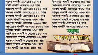 পবিত্র কুরআন শরীফে কোন শব্দ কতোবার ব্যবহার হয়েছে আমাদের সবারই জানা উচিত ।