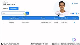 Moreed EMR System. The Doctor dashboard