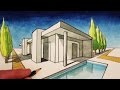 How to Draw in 2-Point Perspective: A Modern House