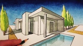 How to Draw in 2-Point Perspective: A Modern House