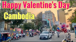 Happy Valentine's Day 2021, Walking tour in Phnom Penh of Cambodia [4K]