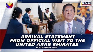 Arrival Statement from Official Visit to the United Arab Emirates 11/27/2024