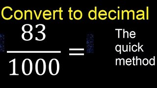 Convert 83/1000 to decimal . How To Convert Decimals to Fractions