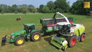 Gras häckseln / silieren 1. Schnitt - Großeinsatz Grasernte Claas Jaguar 970 Fendt John Deere Claas