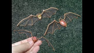 Wire bat with no hole stone  - how to Halloween jewelry 268