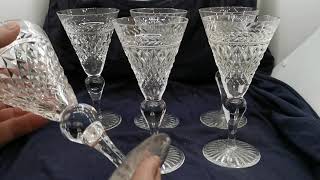 Fine Set of Six Lead Crystal Conical Large Wine Glasses