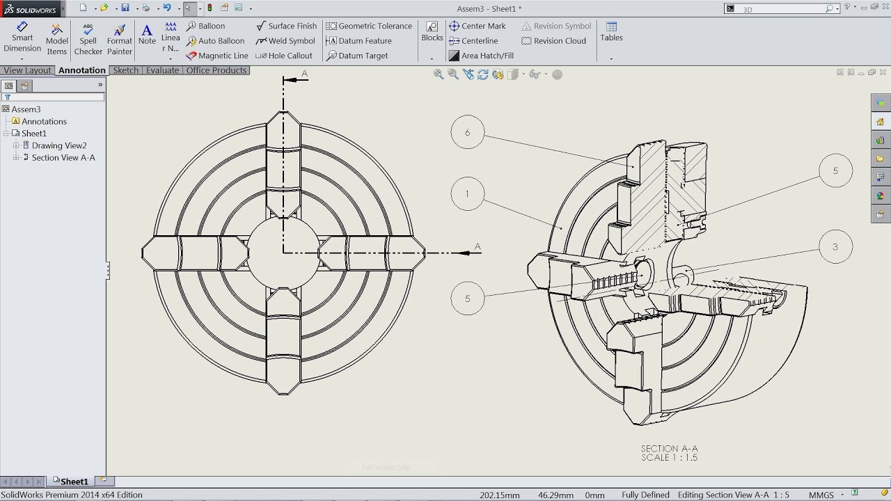 Section View Solidworks Drawing