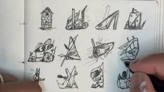 ASMR Doodling the Future: Pencil Drawings of Creatures, Armor, and Futuristic Tools