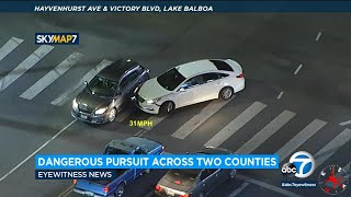 High-speed chase: Suspect hits car during dangerous San Fernando Valley pursuit | ABC7