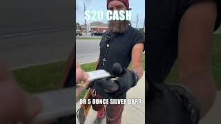 Silver Bar or $20 Bill Experiment The Silver Bullion is Worth $125 #silverstacking #silver #bullion