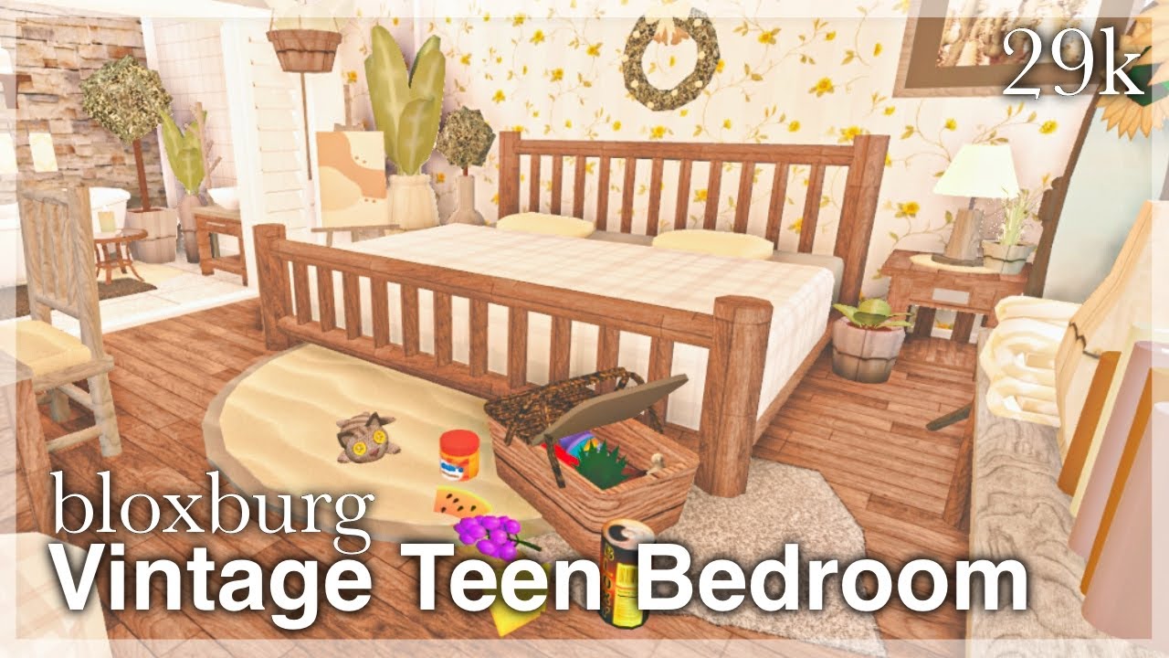 Bloxburg - Vintage Teen Bedroom Speedbuild - YouTube