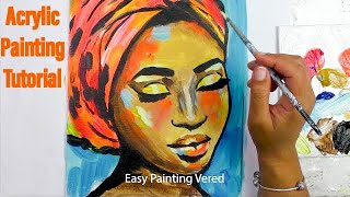 Acrylic | Painting | Black African Lady | Portrait | Tutorial