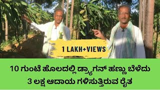 10 ಗುಂಟೆ ಹೊಲದಲ್ಲಿ ಡ್ರ್ಯಾಗನ್ ಹಣ್ಣು ಬೆಳೆದು 3 ಲಕ್ಷ ಆದಾಯ ಗಳಿಸುತ್ತಿರುವ ರೈತ|3 lakh income from Dragonfruit