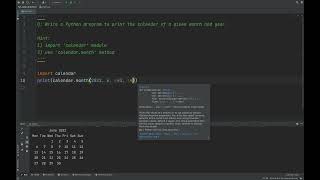 Python-Write a program to print the calendar of a given month and year.