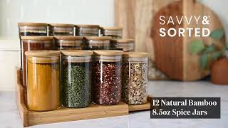 Savvy and Sorted Natural Bamboo Spice Jars