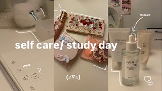 ᶻ 𝗓 𐰁 .ᐟ reset self-care day | skincare, makeup, studying