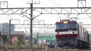 JR貨物　EH500-9牽引3087ﾚと前後の貨物列車　府中本町　2014/04/17