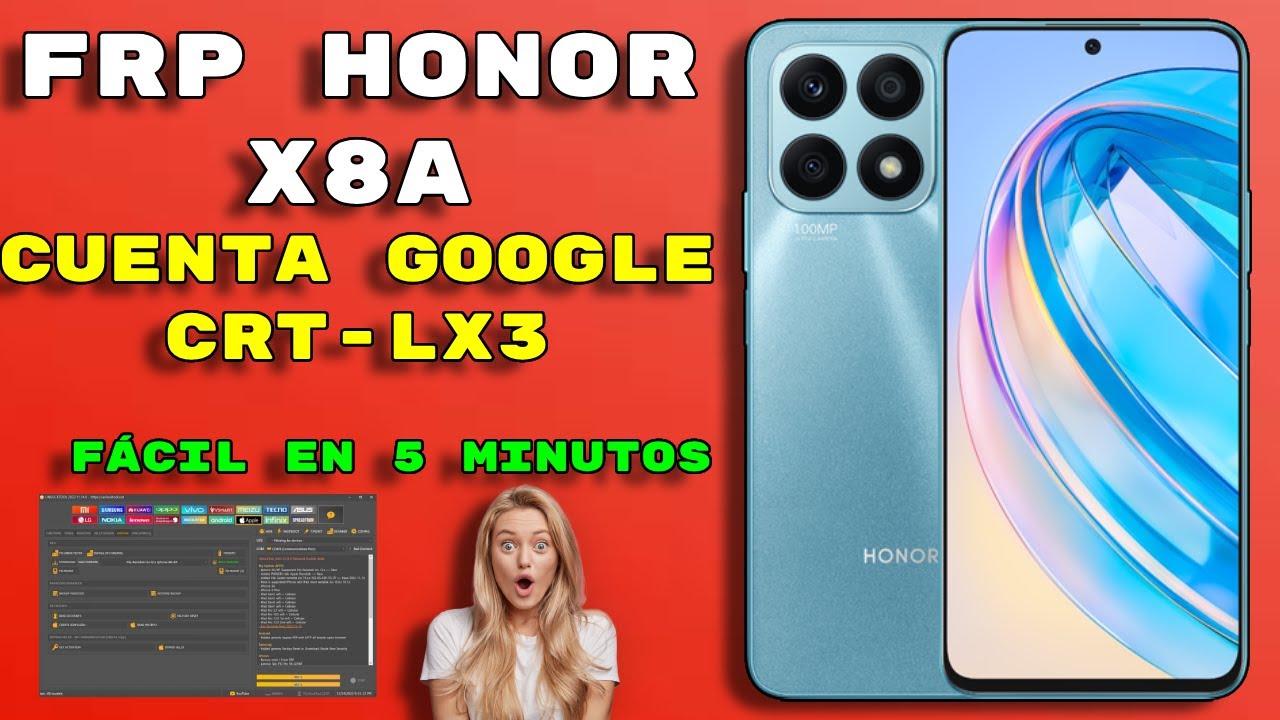 Cuenta Google Honor X8A (CRT-LX3) Con Unlocktool Fácil - FRP - YouTube