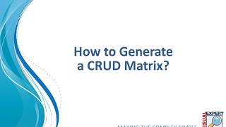 How to Generate a CRUD Matrix with Visual Expert for Oracle Database Code