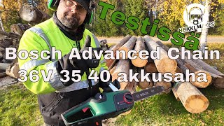 Testissä Bosch Advanced Chain 36V 35 40 akkusaha - yhteistyö @boschdiyandgarden