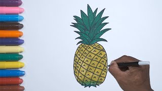 Cara Menggambar dan Mewarnai Buah Nanas Mudah | How to easy Draw Pineapple