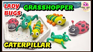 DIY EASY IDEA┃MAKING LADY BUGS INSECTS GRASSHOPPERS & CATERPILLARS┃CLAY