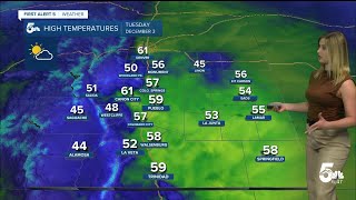 Tuesday will be about 10 degrees warmer than average