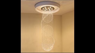 Modern LED Spiral Crystal Chandelier Lighting for Foyer Stair Staircase Bedroom Hotel Hall Ceiling