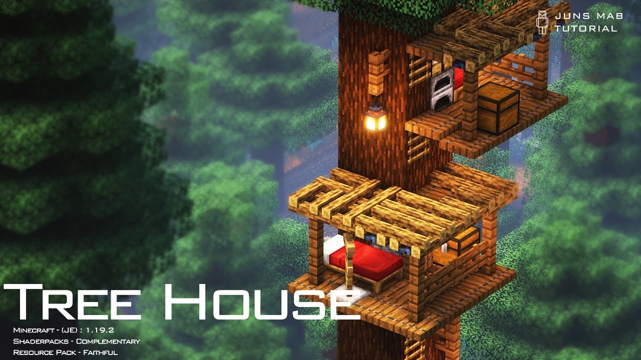 Minecraft Tree House Tutorial ｜How To Build A Starter House In ...