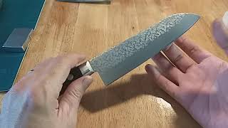 มีดทำครัวญี่ปุ่นมือสอง - มีดซันโตกุหมื่นฆ้อน : Santoku Knife Hammered