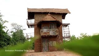 128 Days Build 3 Story Mud Villa With Swimming Pool And Twin Bamboo Water Slide