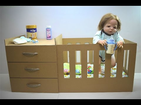 How to make a bed for a doll from a cardboard How to make a bed for a doll from a cardboard