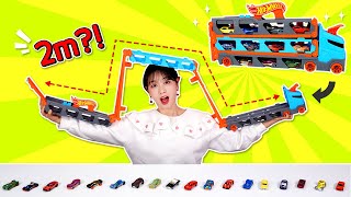 트럭을 피면 트랙?_미니크루저카봇들과 핫휠 2m레이싱 트랙_hotwheels toy [베리]